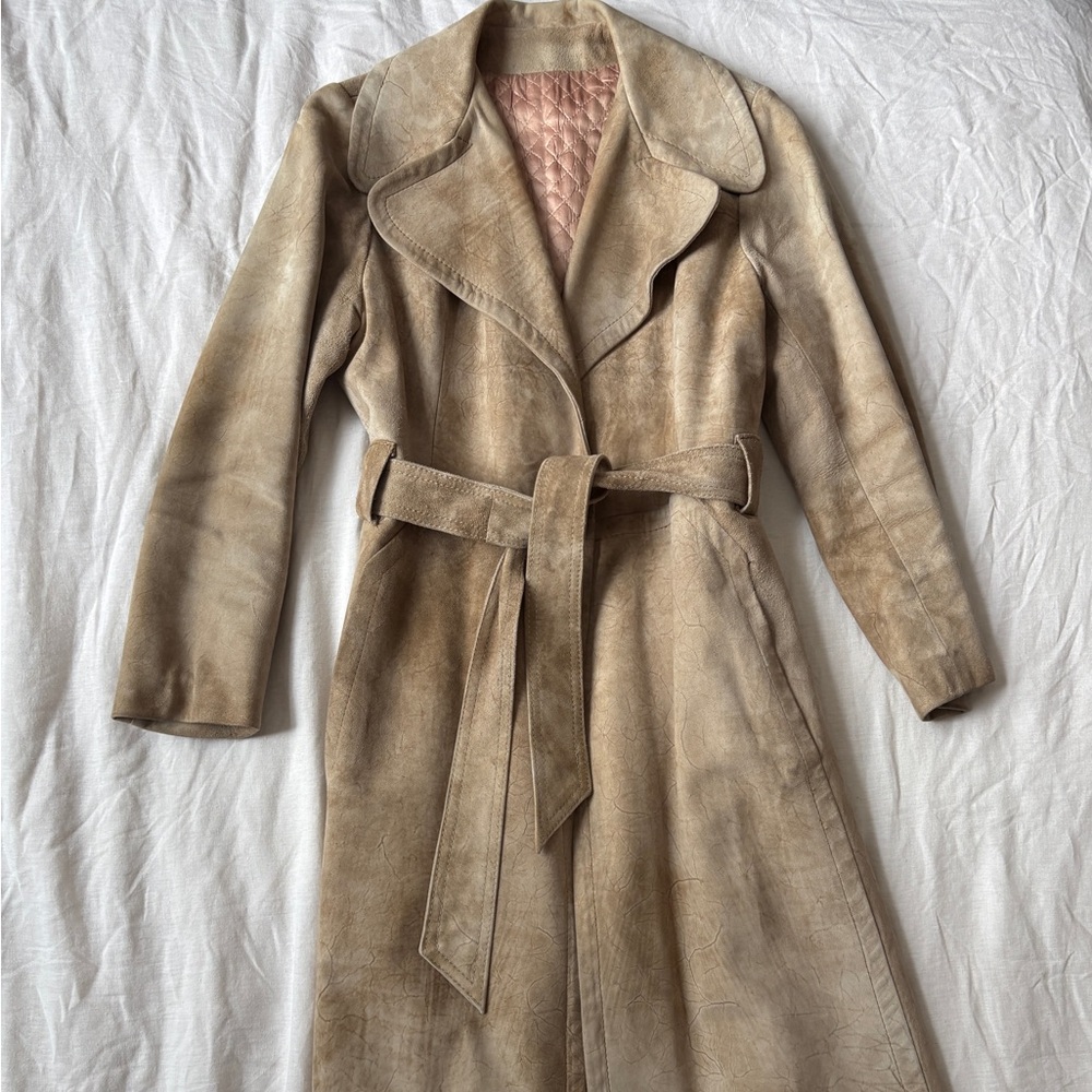 1970s Lony G Full-Length Suede Trench Coat Montreal Canada